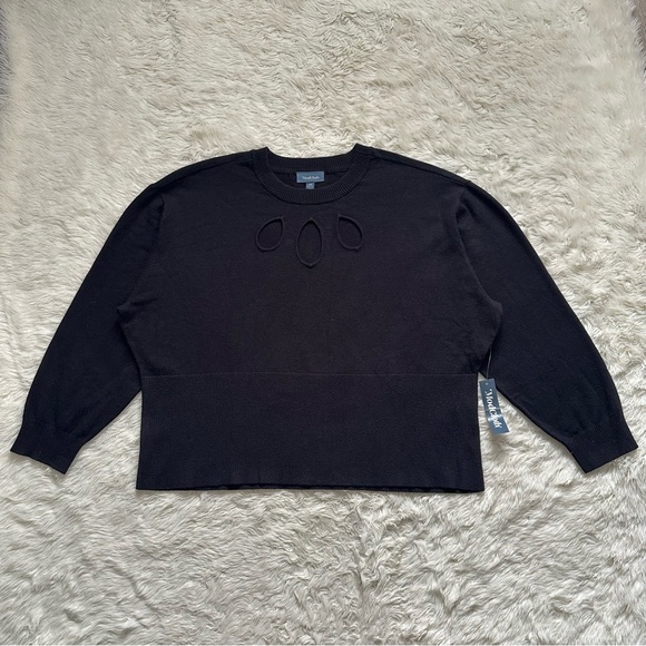 ModCloth Top Slice Of Life Sweater Cutouts Knit Long Sleeve Black Sz 2X NWT New - Picture 3 of 12